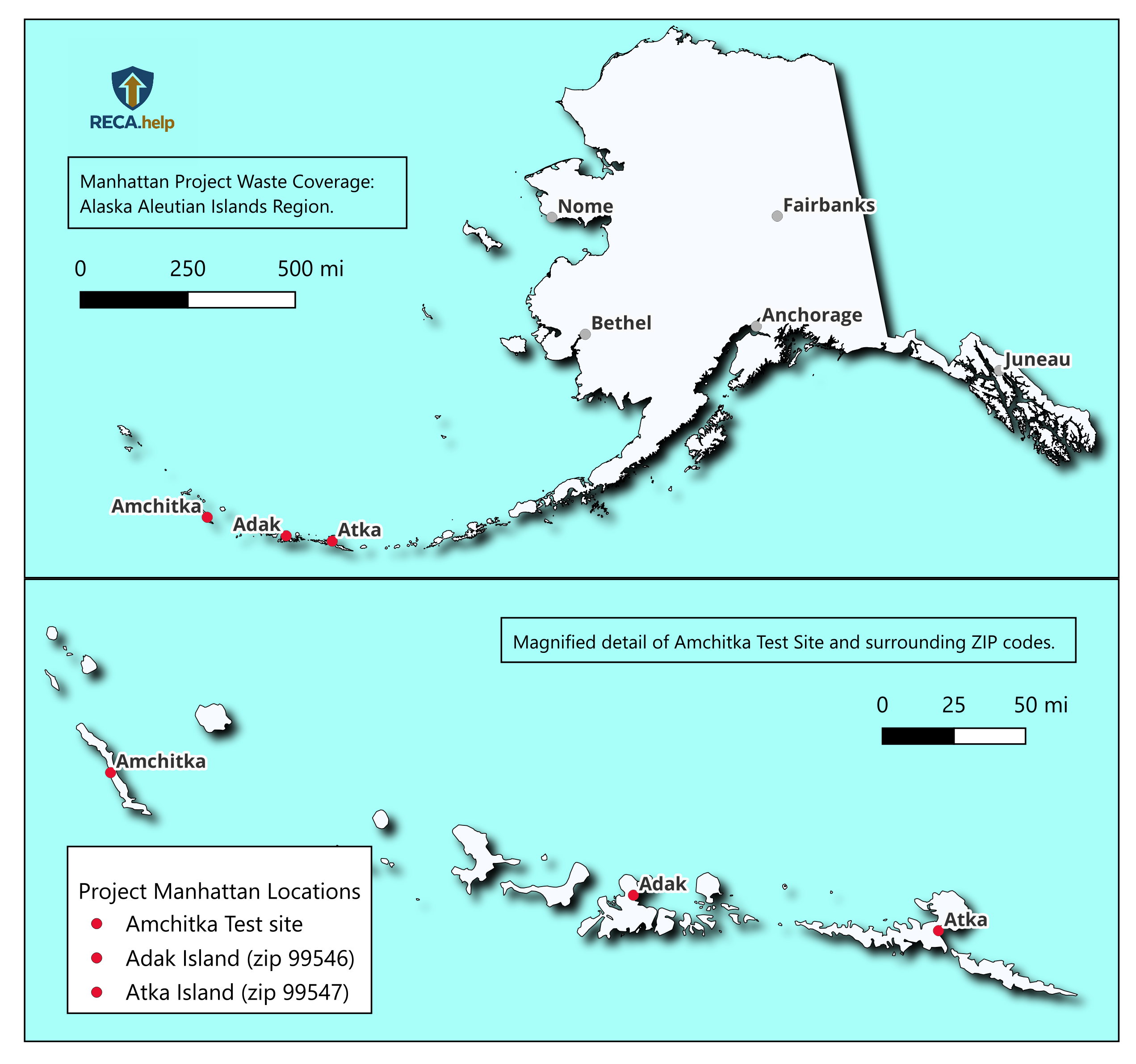 Map of RECA Covered Areas for the Alaska Aleutian Islands Region